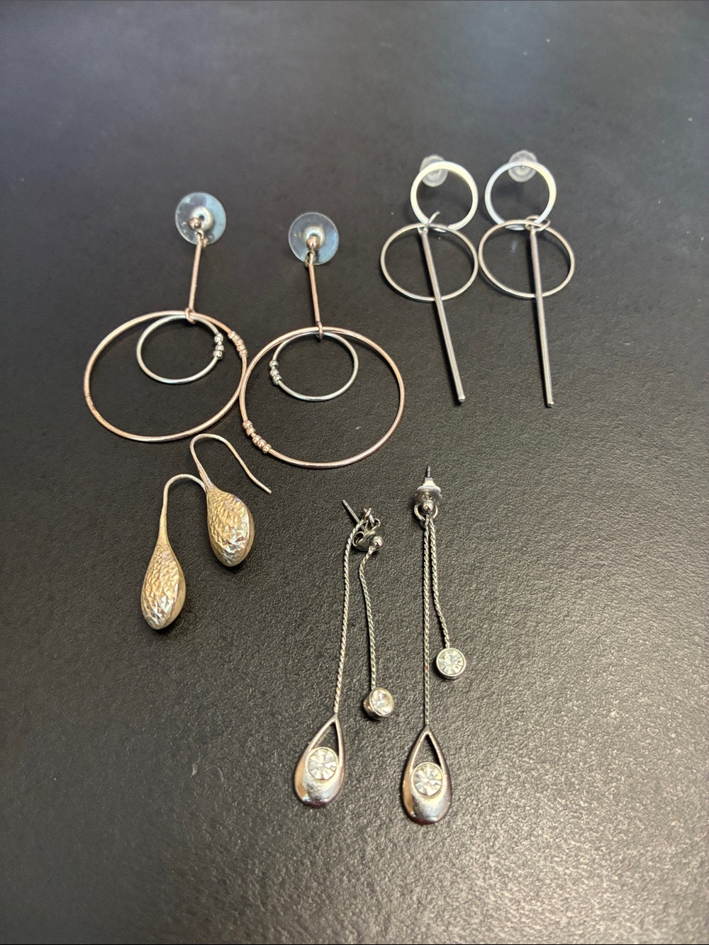 Bundle of Silver-Tone Mixed Drop & Hoop Earring Set - Silver